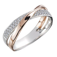 Shangjie OEM Anillo X-shaped plating two-tone ring engagement ring diamond initial promise rings
